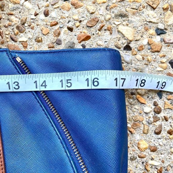 FOSSIL Ava Shopper Blue Shoulder Zipper Tote - Picture 5 of 14